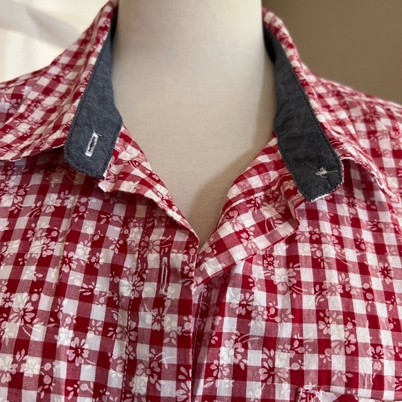 Tommy Hilfiger 100% Cotton Gingham Roll Tab Shirt - Picture 6 of 7